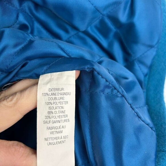 VTG L.L Bean Womens Size 8 100% Lambswool Duffle Thinsulate Coat Toggle Blue - Picture 9 of 16